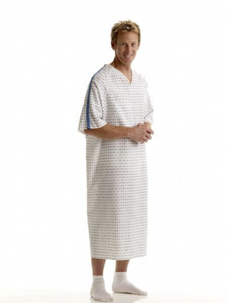 Hospital Patient IV Gown with Plastic Snaps mirage Print - BH Medwear - 2