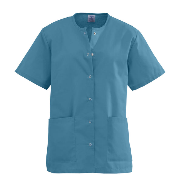 AngelStat Ladies Jewel Neck Snap Front Scrub Tops - BH Medwear - 6