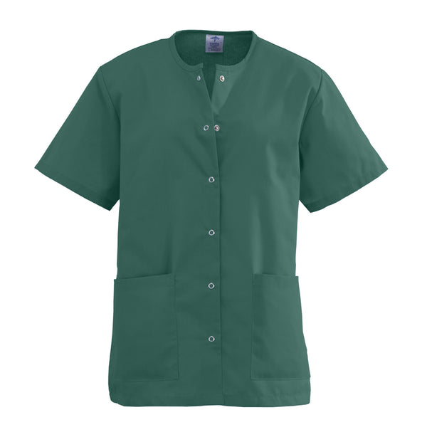 AngelStat Ladies Jewel Neck Snap Front Scrub Tops - BH Medwear - 2