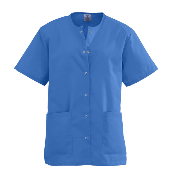 AngelStat Ladies Jewel Neck Snap Front Scrub Tops - BH Medwear - 8