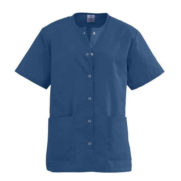 AngelStat Ladies Jewel Neck Snap Front Scrub Tops - BH Medwear - 5