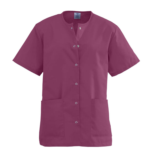 AngelStat Ladies Jewel Neck Snap Front Scrub Tops - BH Medwear - 7