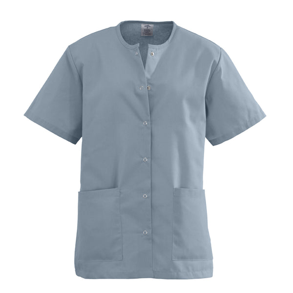 AngelStat Ladies Jewel Neck Snap Front Scrub Tops - BH Medwear - 4