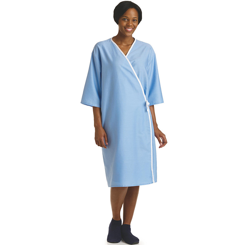 hospital blue dress DMI Easy Access Patient Hospital Gown With Snap Shoulders One Size Fits Most Blue