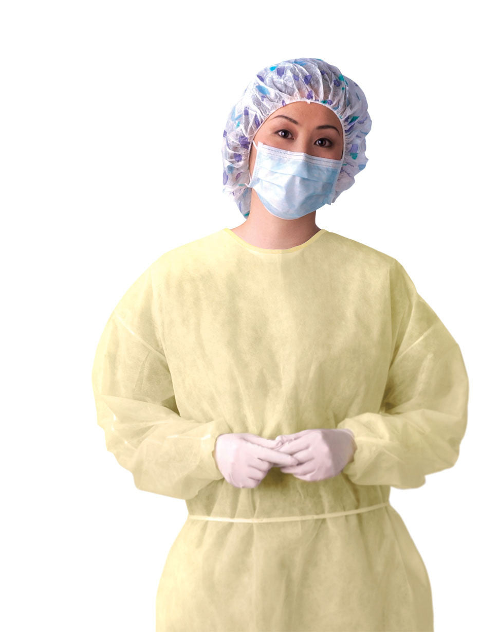 Hospital and dental disposable non-woven PP+PE isolation gown are odorless  and non-sterile.