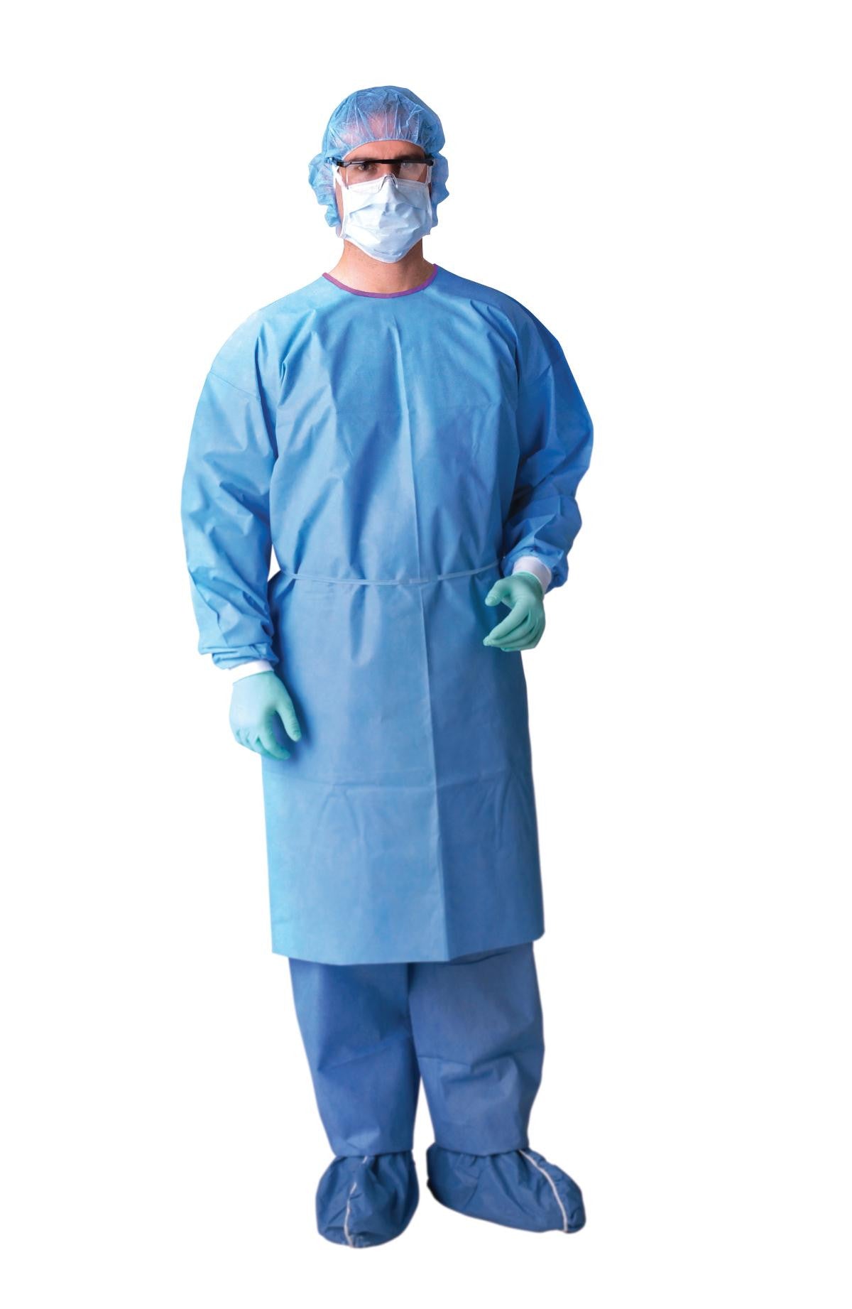 Non Woven Breathable Disposable Coveralls , Anti Virus Waterproof Isolation  Gown