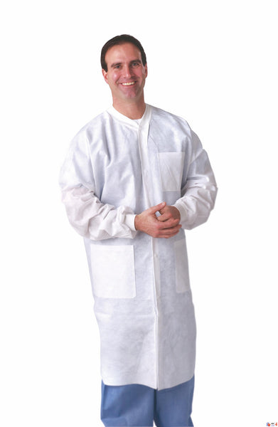 SMS Lab Coats Blue or White with Knit Collar & Cuffs (Case of 30) - BH Medwear - 3