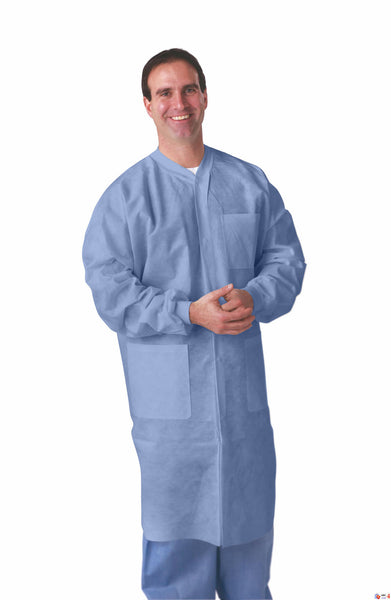 SMS Lab Coats Blue or White with Knit Collar & Cuffs (Case of 30) - BH Medwear - 2