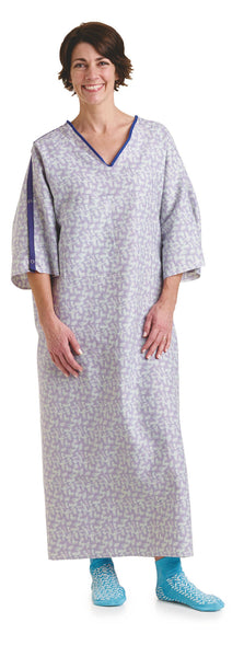 3X Deluxe Cut Oversized Gowns Tranquility Print with IV Sleeves - BH Medwear - 2