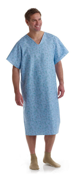 Blue Cascade Print Deluxe Cut Medical  Gowns - BH Medwear - 1