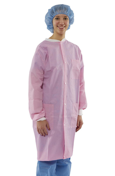 SMS Lab Coats Blue or White with Knit Collar & Cuffs (Case of 30) - BH Medwear - 1