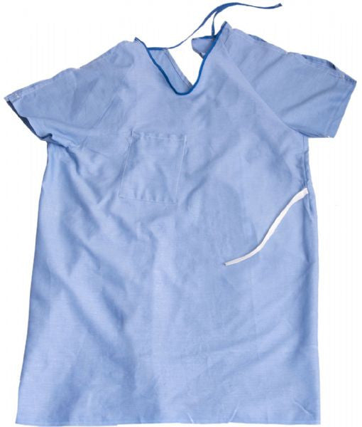 Hospital Patient Tieside IV Gown with Telemetry pocket Solid Blue - BH Medwear